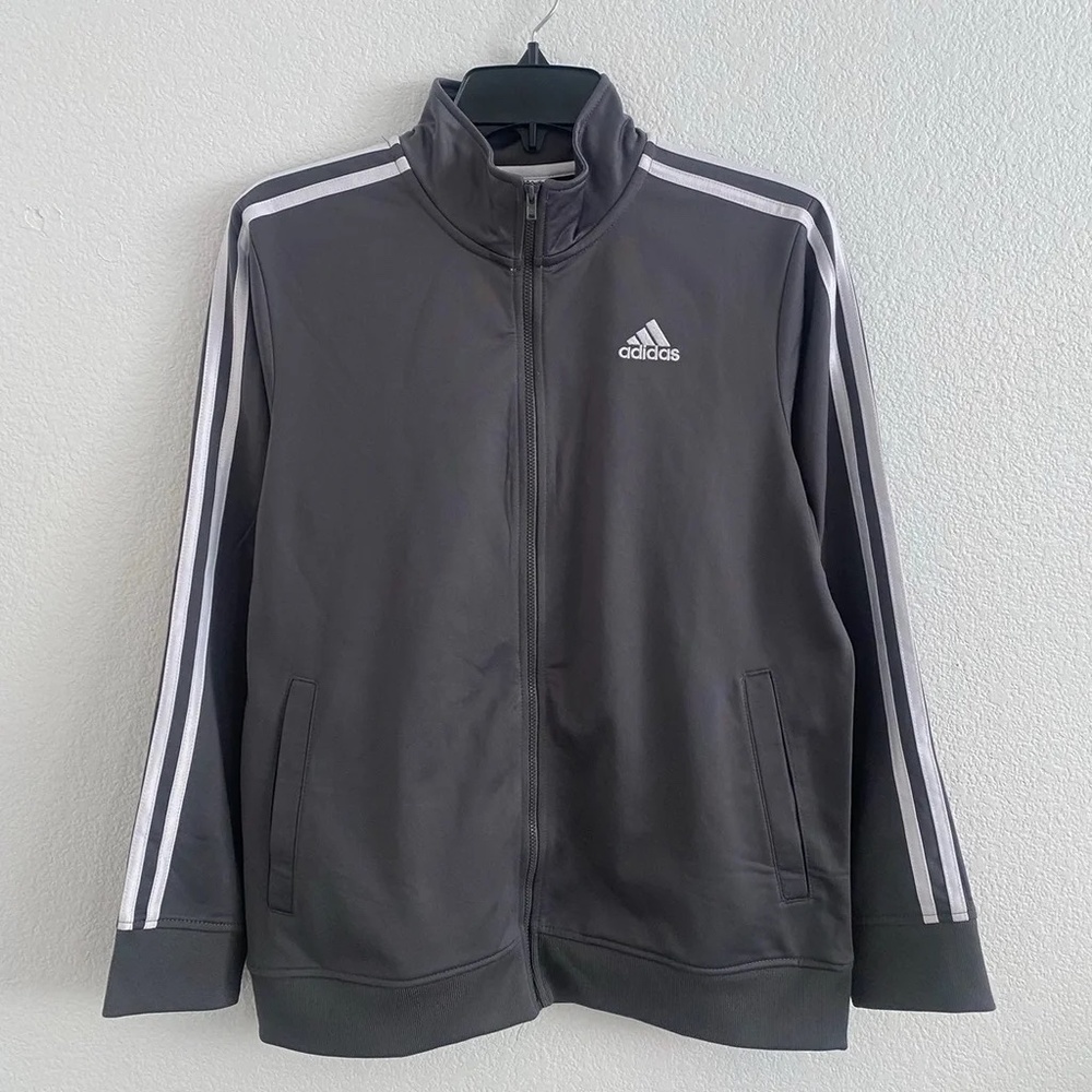 Boys Grey Adidas Track Jacket